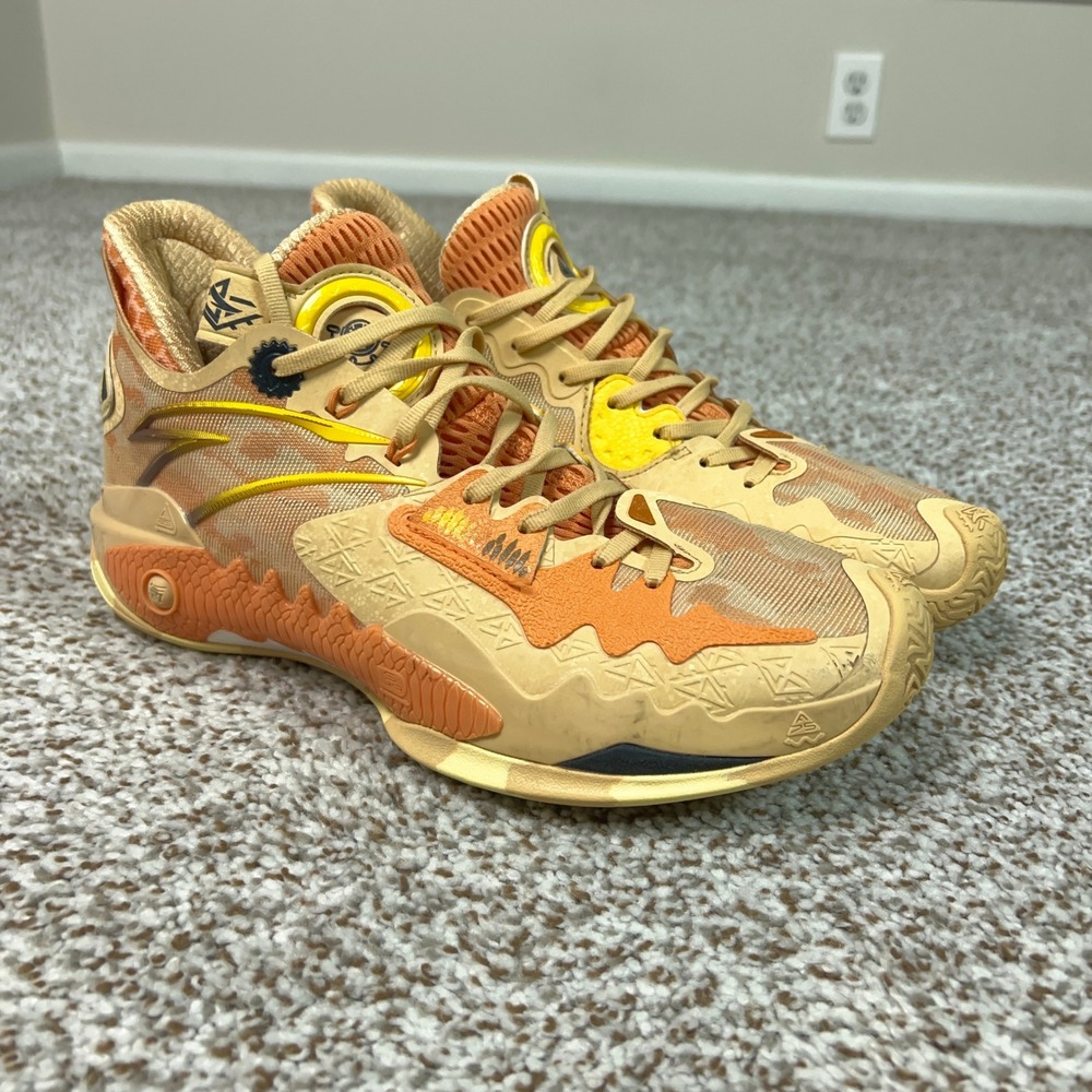 Anta Shoes Men 8 Orange Hoops Basketball Shock Wave 5 Mid Top Sneakers Sports